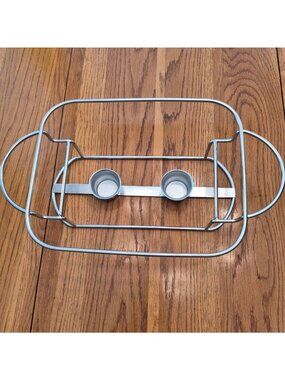 2 CUISINART 7BSRT-31 Metal Silver Wire Casserole Dish Holder 2 Tea Light Warmer
